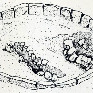 Necropoli della Rocca Pia, veduta di un circolo sepolcrale.