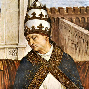 Il papa Pio II Piccolomini, costruttore della Rocca Pia, in un affresco della Biblioteca Piccolomini di Siena (1503-1508)